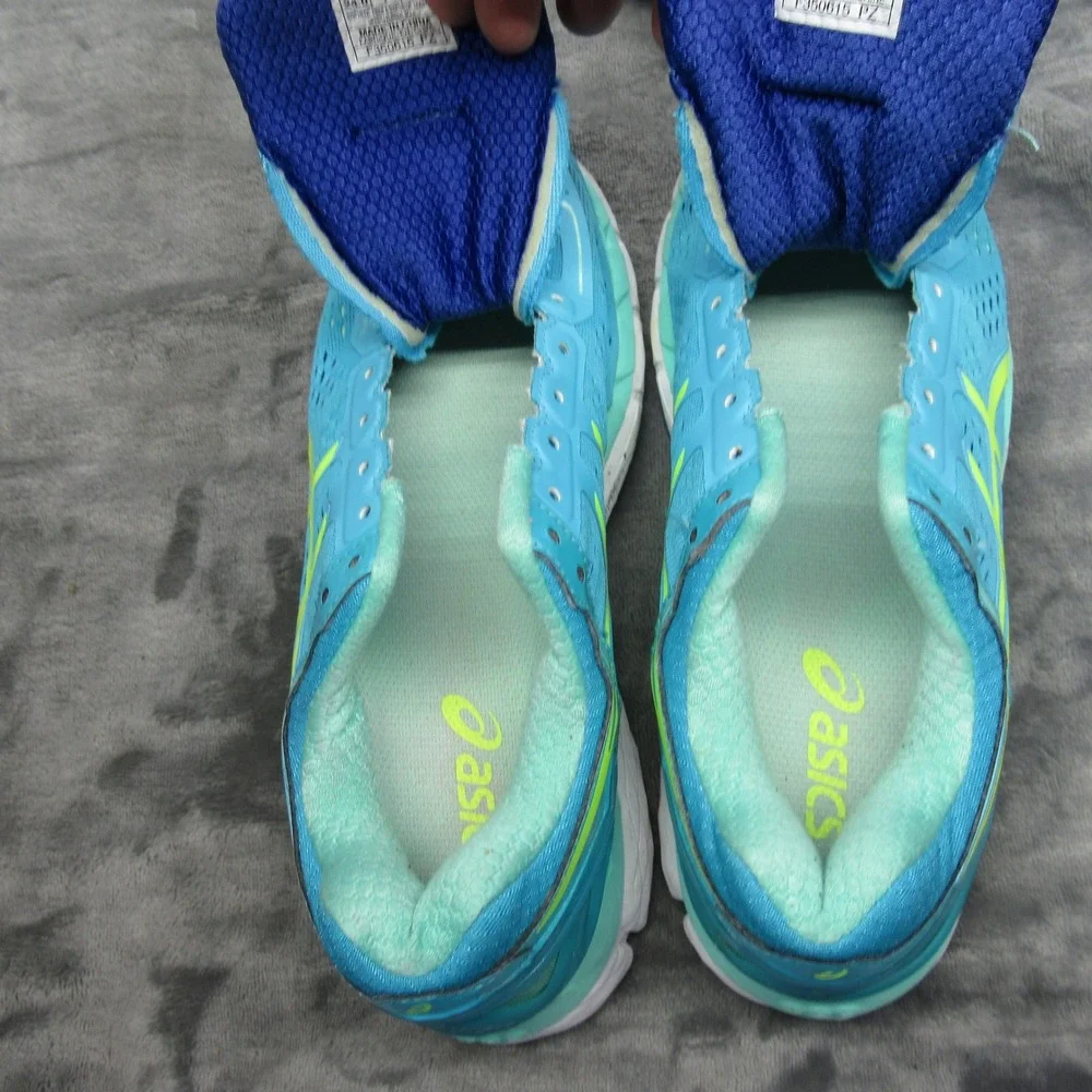 Asics Gel Running Shoes Womens 7 Teal Yellow Kayano Fluid Ride Cushioned Comfort